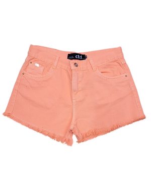 Shorts Laranja Neon Barra Desfiada Feminino