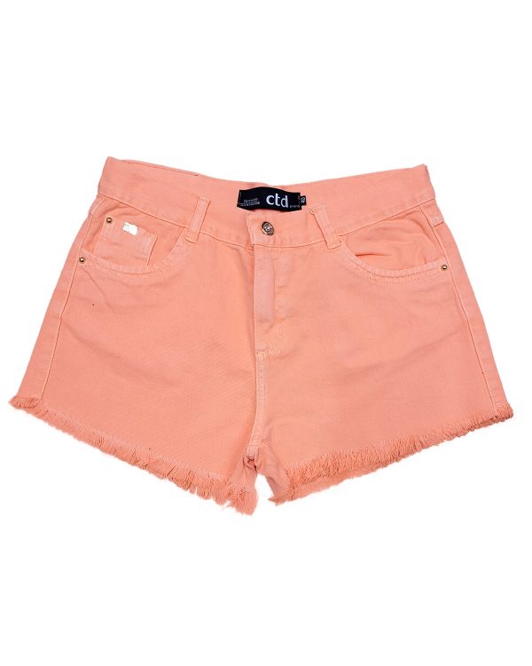 Shorts Laranja Neon Barra Desfiada Feminino
