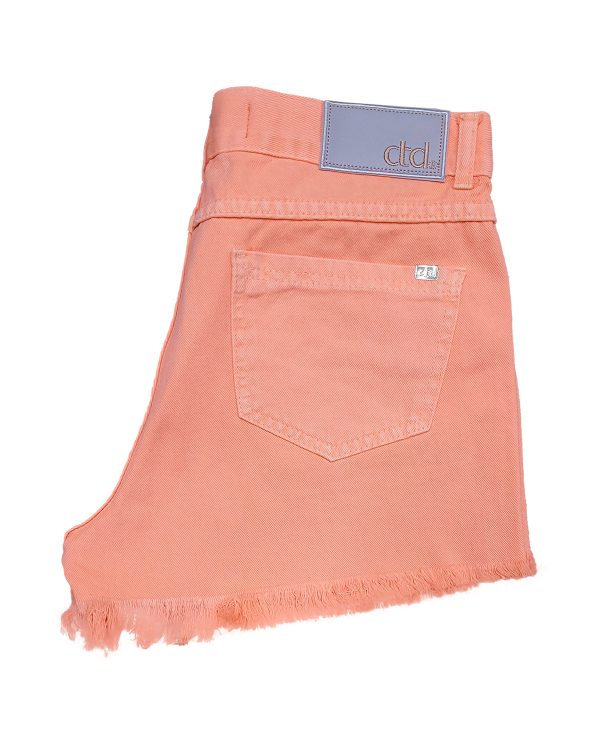 Shorts Laranja Neon Barra Desfiada Feminino - Image 2