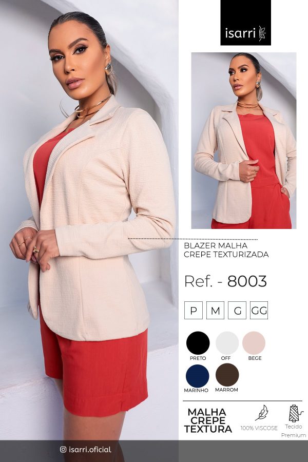 Blazer Crepe Malha Casual Feminino - Image 5