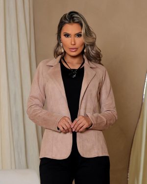 Blazer Corte Alfaiataria Suede Scuba