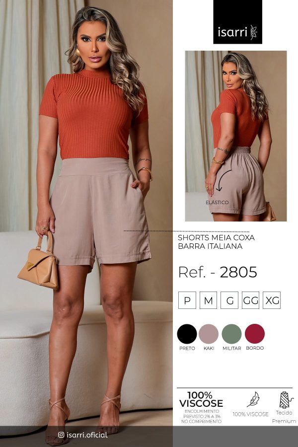 Shorts Viscose Barra Italiana Feminino - Imagem 5