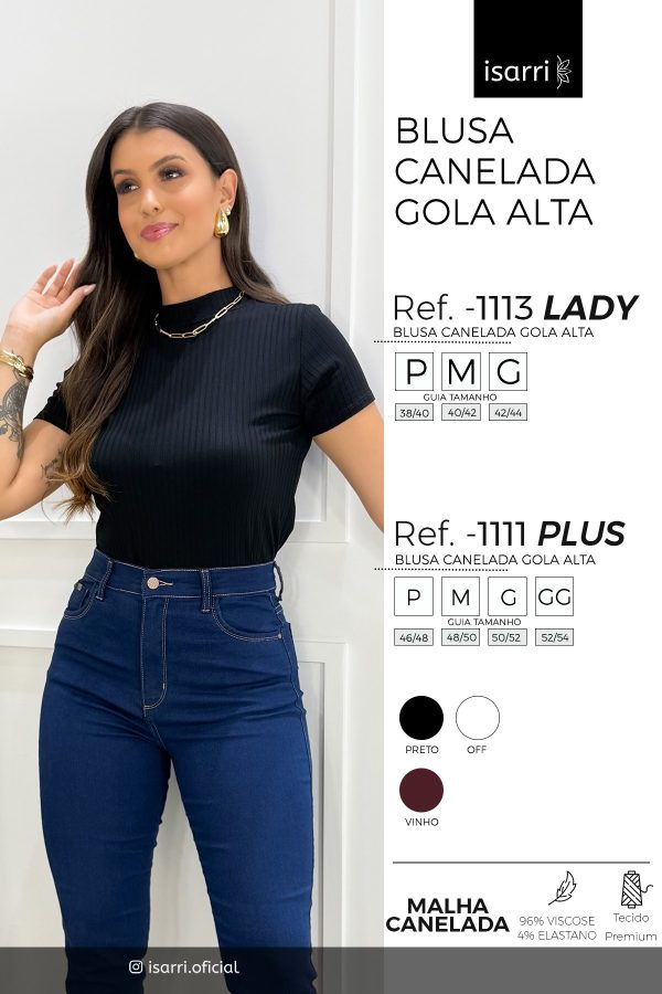 Blusa Canelada Gola Alta - LADY - Image 4