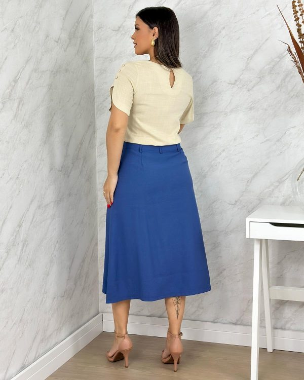 Saia MIDI Evasê Bolso Sobre em Viscose Sarjada - Image 4
