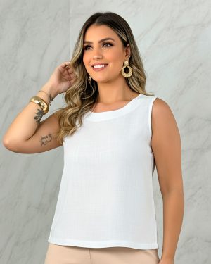 Regata Feminina Alça Larga Viscolinho com Elastano