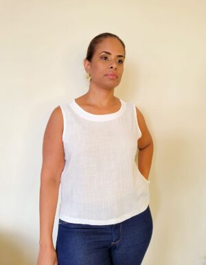 Regata Feminina Alça Larga Viscolinho com Elastano