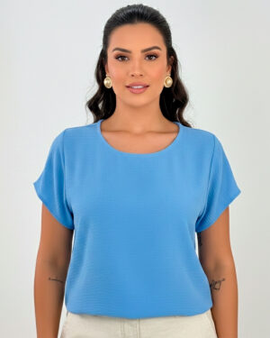 Blusa Feminina Social Básica Manga Curta Duna