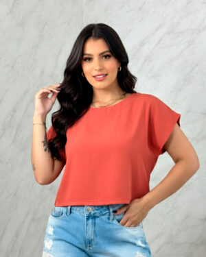 Blusa Feminina Tshirt Cropped Manga Japonesa em Viscose