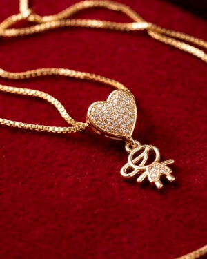 Gargantilha Banhado Ouro coração menino COR:CRISTAL