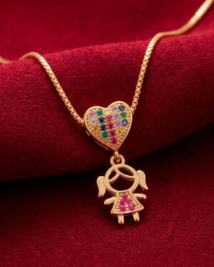 Gargantilha Banhado Ouro coração menina COR:COLORIDO